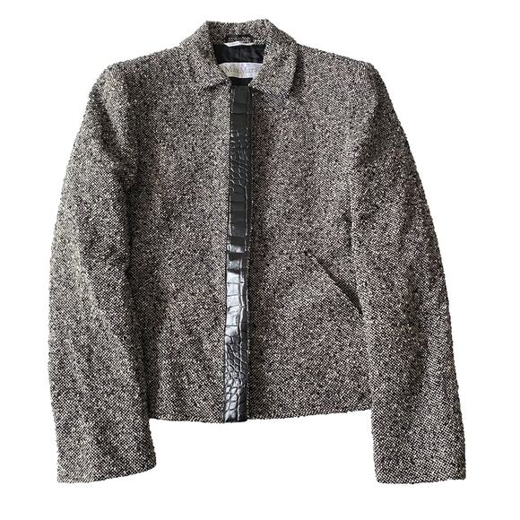 MaxMara Wool Blend Marled Button Sweater Cardigan Blazer Jacket Size 6 - Picture 1 of 11